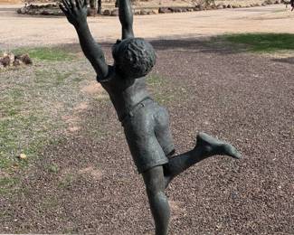Life Size Life Size Boy Bronze Child Sculpture Roger Junk Statue Artist Made RJ 61.5in H x 23in W x 26in D	113122