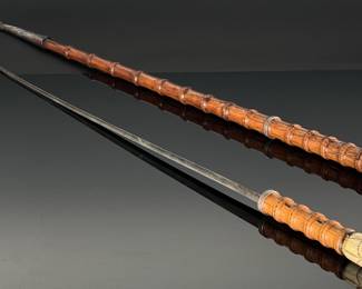 Ivory Tip Faux Bamboo Walking Stick Sword Hidden cane	Total Length: 39in Blade: 29.75in	124135