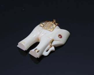 14k Gold & Ivory Asian Elephant Pendant 14kt	30x23x6mm	113111