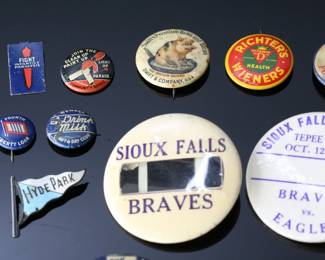 Lot of 44 miscellaneous Pin Back Political Comic Advertising Etc. Pinbacks	Largest: 2.2in Diameter	119037
