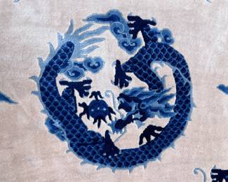 Vintage Chinese Wool Dragon Rug Carpet	61x36in	113079