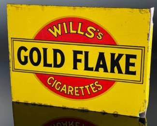 Antique Wills's Gold Flake Cigarettes Double Sided Enamel Sign Red/Yellow Advertising	12x16.375x1.5in Gauge: 2.5mm	124022