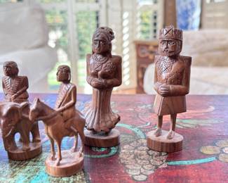 8pc Asian Hand Carved Wood Figures Chess Pieces	Tallest: 4in H	113041

