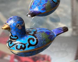2pc Chinese Cloisonne Birds Trinket Box Pair	1.75in H	113003
