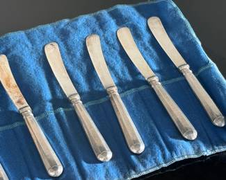 11 pc Sterling Silver Yates Brothers Sheffield Butter Spreader Knife Set Knives	6.75in Long	124121