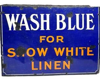 Wash Blue For Snow White Linen Porcelain Sign Colman’s Advertising Enamel	27.5x38in 3mm	124046