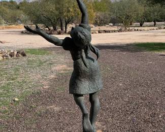 Life Size Girl Bronze Child Sculpture Roger Junk Statue Artist Made RJ 63.5in H x 28.5in W x 21.5in D	113121
