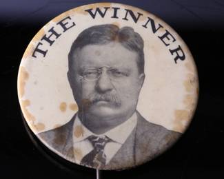 1912 Theodore Roosevelt The Winner Portrait Celluloid Campaign Political Button Pinback Button Pin Back	2in Diameter	119027
