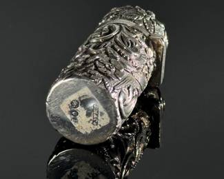 Victorian Antique Silver Scent Bottle chased with Birds  SAMPSON MORDAN & CO, LONDON  S.M.& Co Perfume	2.12in H x 0.9in	124132
