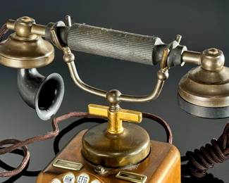 1930s Antique Danish Copper Rotary Telephone KTAS Kjobenhavns Telefon AKTIESELSKAB Phone	9x10.25x7.5in	124025