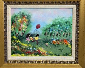 1978 Louis Cardin Enamel on Copper Painting Boy & Girl with Balloon Art Collectors Guild	Frame: 13.75x15.5x2in	119011
