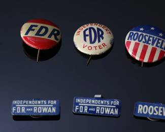 Lot of 8 FDR Franklin D. Roosevelt Campaign Political Button Pins Pin Back Crimp	Largest: 1in Diameter	119028
