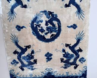 Vintage Chinese Wool Dragon Rug Carpet	61x36in	113079