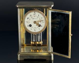 Antique Tiffany & Co French Brass Regulator Clock with Mercury Pendulum	9x6x4.75in	124064