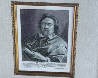 Framed Engraving Jacob Jordaens Self Portrait Etching with COA	Frame: 20.25x18.25x2in	124087
