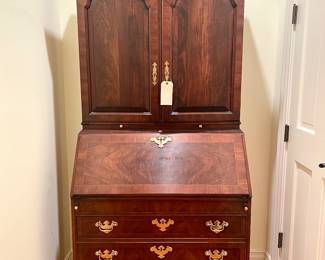 SOLD Lighted secretary with glass shelves 2 pieces classic and stately- 35x18x72