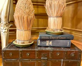 SOLD Decorative brown storage box by Wildwood Accents- 20x10x8; $28 (each)- decorative grasses (2 available)