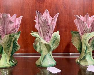 $40- Vintage Italian hand painted porcelain flower (1 available); $30 (each) -(as is ) (2 available) - 6.5h