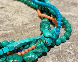 $80 - multi color strand turquoise necklace