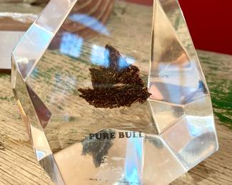SOLD - Pure Bull acrylic paperweight (lol!)