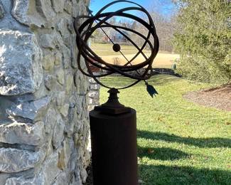 SOLD weathered, metal garden armillary 