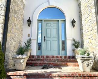 $100 each (2 available) - concrete grape motif square planter - 18x18x18