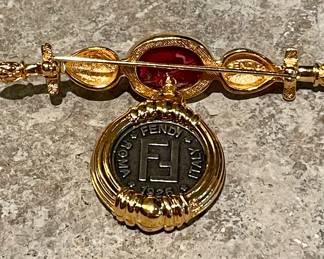 $400 -Fendi Roman Cabochon Brooch