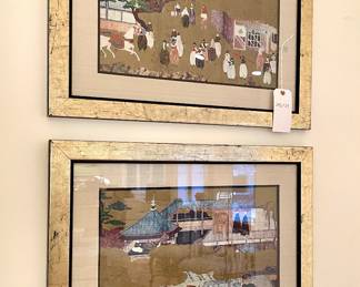 SOLD - Portuguese prints in gold and black frame - 24.5x29