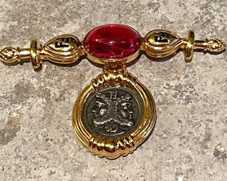$400 -Fendi Roman Cabochon Brooch