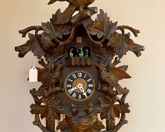 SOLD German-made, Swiss cuckoo clock with Dr. Zhivago theme and pine cone weights