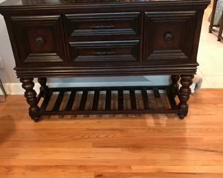 Love this Legacy Buffet 54" LX 18" Deep 38 1/2" Tall. Turned legs