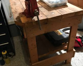 Heavy Duty Craftsman 4" Bench Vise (not attached), Small Wooden Workbench 27"X40"X18"
