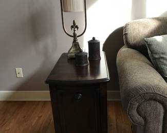 Nice matching end table with drop front. Unique Chandelier Lamp