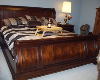 DARK CHERRY CALIFORNIA KING SLEIGH BED