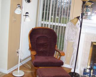 2 FLOOR LAMPS - ROCKER GLIDER W/GLIDER STOOL BY BEST CHAIRS INC.