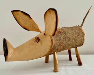 Carved Wood Pig