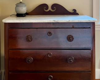 Antique Three Drawer Chest with Marble Top