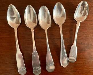 (5) Monogrammed Sterling Spoons