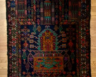 Wool Rug - Made in Pakistan (teal, maroon)