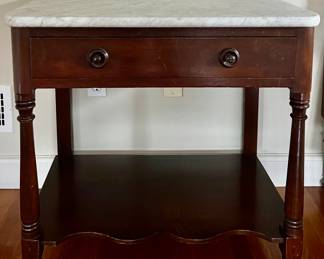 Antique Marble Top One Drawer Occasional Table