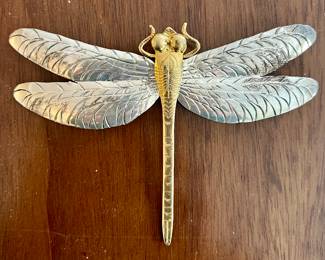 Sterling Silver and Brass Pin, Signed