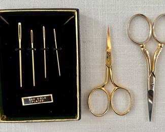 24K Gold Plated Sewing Needles & Scissors