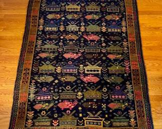 Rug (navy, green, pink)
