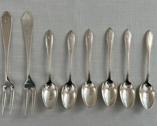 (2) Monogrammed Sterling Serving Forks & (6) Teaspoons
