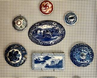 Canton Blue & White Plates, Platters & Lids