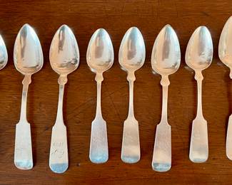 (10) Monogrammed Coin Silver Spoons