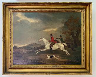 "Fox Hunt" Oil on Canvas, unsigned