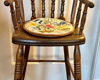 Antique Child's Chair with Needlepoint Cushion