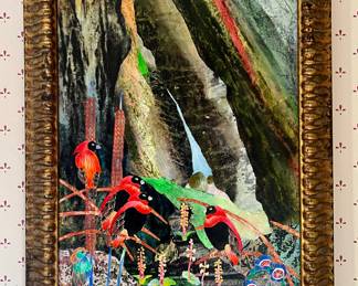 "Red Birds" Acrylic on Canvas, Signed Catherine Paynter