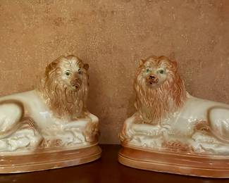 (2) Figural Lions Circa 1850
